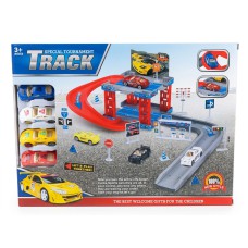 Pista de autos de carrera para armar con 4 autitos e imagenes recortables