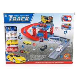 Pista de autos de carrera para armar con 4 autitos e imagenes recortables