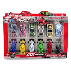 Set de autos de metal deportivos y F1 x12