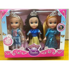Muñecas Princesas con corona Bebe Fashion x3