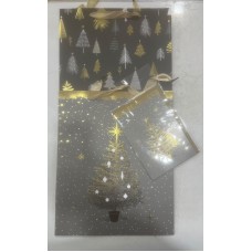 Bolsa de regalo navideña negra/plateada 32x16cm