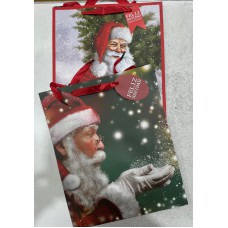 Bolsa de regalo navideña mediana Papa Noel 32x26cm
