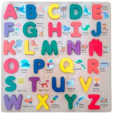 Juego de madera didactico encastre letras abecedario 30x30cm