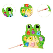 Juego de madera pesca ranas numeros y colores imantado 23x23cm