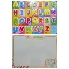 Juego de madera letras encastre con pizarra al dorso 15,5x15,5cm
