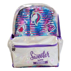 Mochila Infantil Escolar Unicornio C/lentejuelas Tornasolado