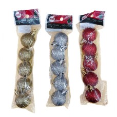 Adorno de navidad bolas glitter colgantes mini x5