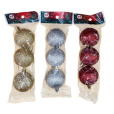 Adorno de navidad bolas mediana glitter colgantes x3
