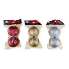 Adorno de navidad bolas mediana glitter colgantes x2