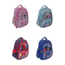 Mochila infantil escolar personajes en auto grande 40x35x20cm varios disseños
