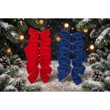 Adorno de navidad moños colgantes chicos rojos o azules x5