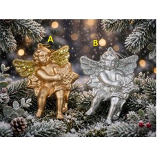 Adorno de navidad angeles colgantes dorado o plateado grandes