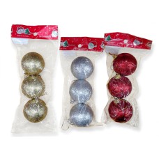 Adorno de navidad bolas mediana glitter colgantes x3