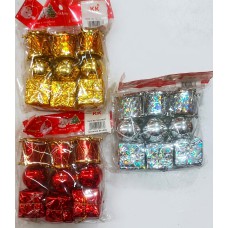 Adorno de navidad colgante para arbol tambor, bola y regalo x9 (dorado, plateado o rojo)