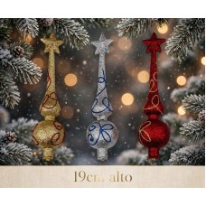 Adorno de navidad para arbol punta estrella diseño con glitter 19cm