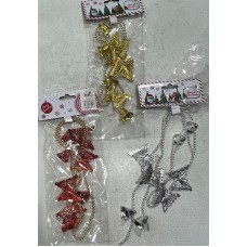 Adorno de navidad guirnalda campanas con mariposas (dorado, plateado o rojo)