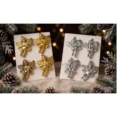 Adorno de navidad angeles colgantes dorados o plateados chicos x4
