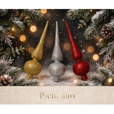 Adorno de navidad para arbol punta con glitter 19cm