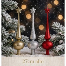 Adorno de navidad para arbol punta estrella con glitter 27cm