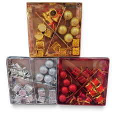 Set de adornos de navidad mini colgantes x18 (dorado, plateado o rojo)