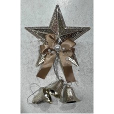 Adorno de navidad estrella colgante con 3 campanas mediana color oro verde