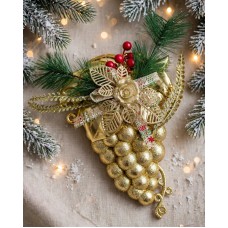 Adorno de navidad racimo de uvas colgante dorado grande