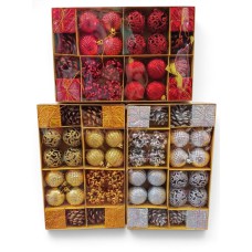 Set de adornos de navidad para arbolito x24 (dorado, plateado o rojo)