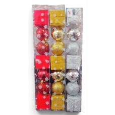 Set de adornos de navidad colgantes grandes x7 (dorado, plateado o rojo)