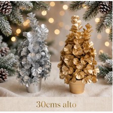 Maceta de navidad dorada o plateada 30cm hoja grande