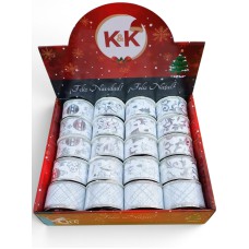 Cinta navideña decorativa blanca/plateada 5cm ancho para moños, arbolito, regalos 2mts