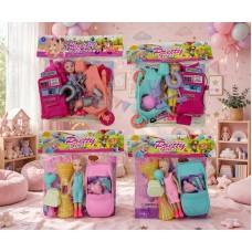 Set de muñeca con auto o moto varios colores
