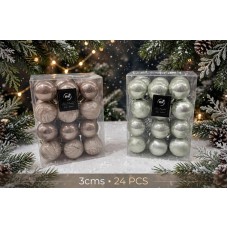 Caja de bolas navideñas chicas 3cm x24